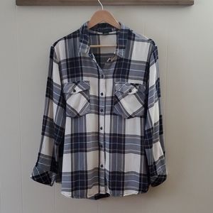 Sanctuary boyfriend fit plaid button down shirt XL